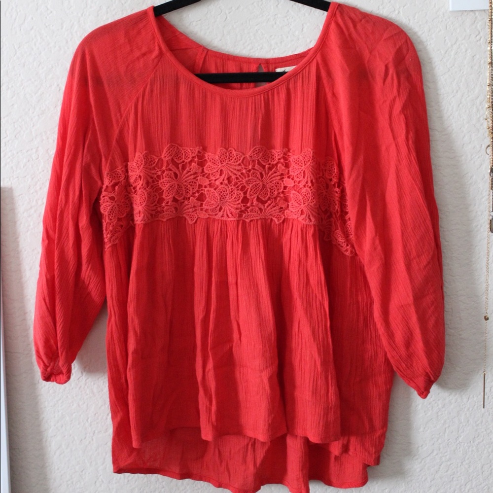 Red Loose Sleeved Blouse